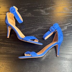 Shoe Land Blue Suede Women's Heels